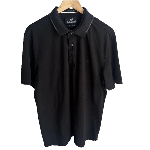 Buttercloth Other - Buttercloth Icy Cotton Black Polo Shirt Mens XL Short Sleeve Stretch Slim Fit